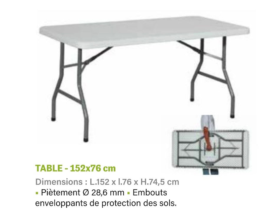 Table Pliante Polypropylene 122x61cm