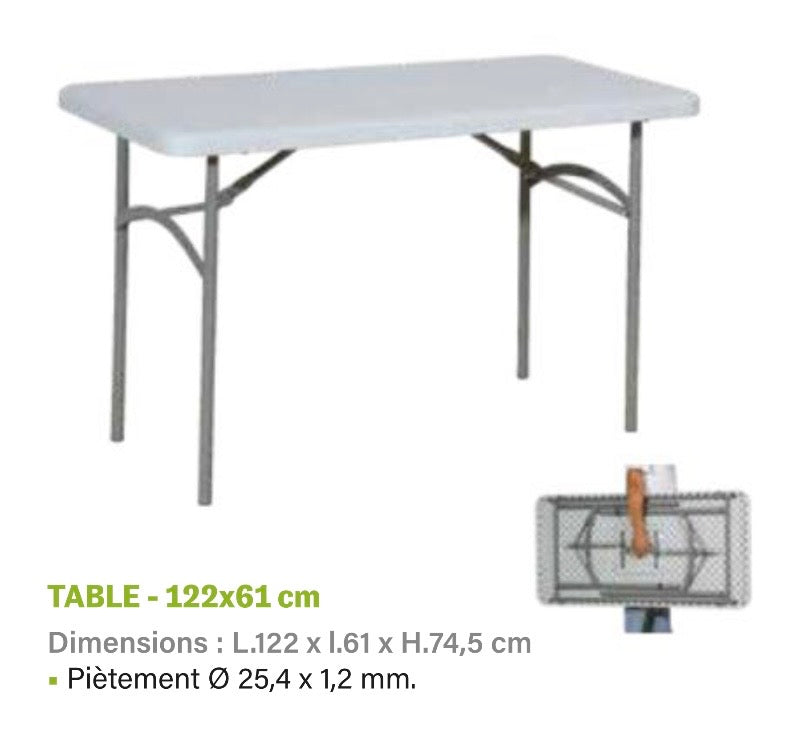 Table Pliante Polypropylene 122x61cm