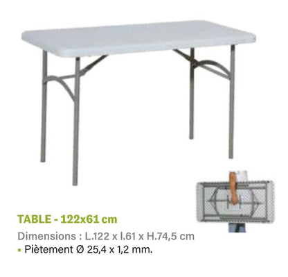 Table Pliante Polypropylene 122x61cm