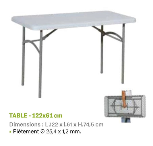 Table Pliante Polypropylene 122x61cm