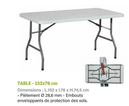 Table Pliante Polypropylene 122x61cm